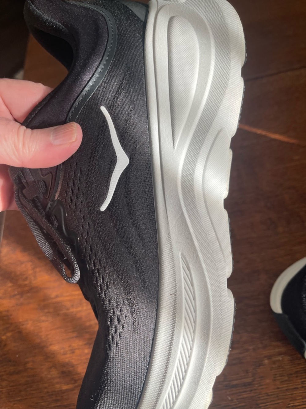 Hoka Black and White Bondi 9 - worn 1x - Picture 7 of 11